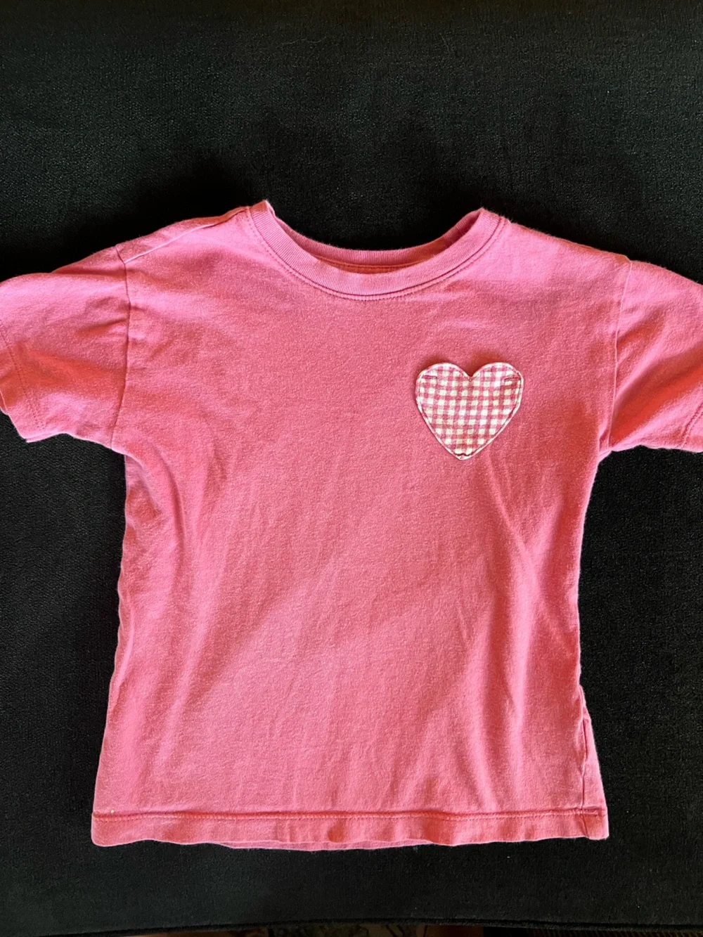 Old Navy Pink Short Sleeve Tee with Gingham Heart